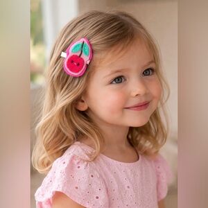 Felt Hair Clip - Pink Cherry Design by Catshy Crafts